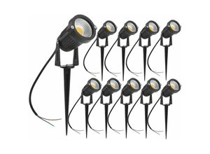 9328872508921 - Set mit 10 COB-LED-Strahlern 5 W 220 V verstellbare Gartenstrahler mit Erdspieß Außenbeleuchtung Garten Terrasse
