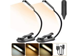 9328872518968 - Stück Leselampe TESECU Leselampe 7 LEDs (kaltes Weiß und warmes Gelb) 3 Helligkeitsmodi 360° flexibler Hals für Bücher im Bett Clip-Lampe