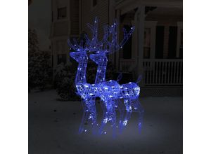 9329529157509 - Maisonchic - LED-Rentiere 2 Stk Weihnachtsdekoration für Innen und Außen Acryl 120 cm Blau FUCIA61763