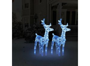 9329529157530 - Maisonchic - LED-Rentiere 2 Stk Weihnachtsdekoration für Innen und Außen Blau 80 LEDs Acryl FUCIA10264