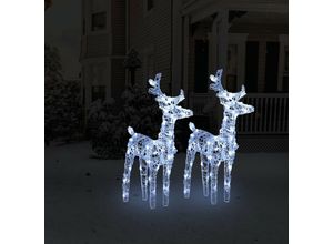 9329529157554 - Maisonchic - LED-Rentiere 2 Stk Weihnachtsdekoration für Innen und Außen Kaltweiß 80 LEDs Acryl FUCIA45259