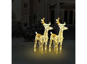 9329529157585 - Maisonchic - LED-Rentiere 2 Stk Weihnachtsdekoration für Innen und Außen Warmweiß 80 LEDs Acryl FUCIA80492