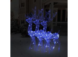 9329529157608 - Maisonchic - LED-Rentiere 3 Stk Weihnachtsdekoration für Innen und Außen Acryl 120 cm Blau FUCIA54033