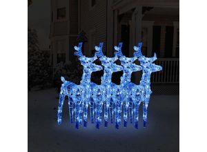 9329529157639 - Maisonchic - LED-Rentiere 4 Stk Weihnachtsdekoration für Innen und Außen Blau 160 LEDs Acryl FUCIA34075