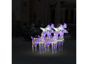 9329529157660 - Maisonchic - LED-Rentiere 4 Stk Weihnachtsdekoration für Innen und Außen Mehrfarbig 160 LEDs Acryl FUCIA95248