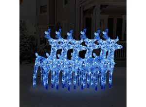 9329529157707 - Maisonchic - LED-Rentiere 6 Stk Weihnachtsdekoration für Innen und Außen Blau 240 LEDs Acryl FUCIA12818