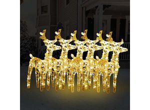 9329529157776 - Maisonchic - LED-Rentiere 6 Stk Weihnachtsdekoration für Innen und Außen Warmweiß 240 LEDs Acryl FUCIA87929