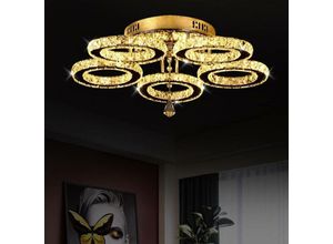 9331615955463 - Greelustr - led Kristall Deckenleuchte Moderne Ring KristallkronleuchterEdelstahl Pendelleuchte für Schlafzimmer Wohnzimmer Esszimmer