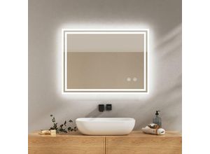 9331672350935 - Badspiegel mit Touch 6500K LED-Beleuchtung eckig Beschlagfrei Helligkeit Einstellbar Memory-Funktion Horizontal&Vertical 80 x 60 cm - Emke