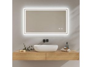 9331672350980 - Badspiegel mit Touch 6500K LED-Beleuchtung eckig Beschlagfrei Helligkeit Einstellbar Memory-Funktion Horizontal&Vertical 100 x 60 cm - Emke