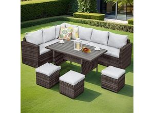 9331791724778 - Eckbankgruppe Neueste Produktion Polyrattan Sofagarnitur bis 9-Sitzer