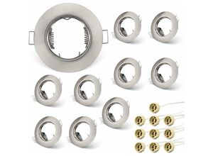 9333272001422 - Longziming - 10er-Set Rahmen für GU10-Strahler runder Einbaurahmen aus gebürstetem Nickel für GU10-Halogenlampen MR16-LED-Modul LED-Downlight mit