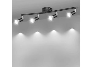 9333272002153 - Schwenkbare LED-Deckenleuchte – GU10-Sockel – mit 4 runden Strahlern – Schwarz – für Küche Schlafzimmer Wohnzimmer – ohne Leuchtmittel