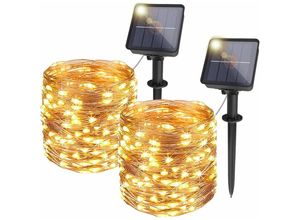 9333272003846 - Longziming - 2er-Pack] Solar-Lichterkette für den Außenbereich 12 m 120 LEDs wasserdicht Solar-Lichterkette 8 Modi Dekorationslicht für Garten