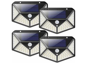 9334712895786 - iPosible Outdoor Solar【Leistungsstarke Version 4 Pack】 100 LED 2200 mAh wasserdichte Außenbeleuchtung 270° Solarlicht Bewegungsmelder 180 ° Solarspot