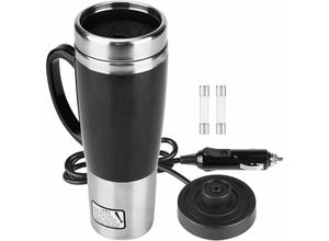 9334712895861 - Qiedie - Auto Heizung Tasse elektrische Edelstahl Heizung Tasse Kaffee Tee Trinken Tasse Schwarz für Winter Reise (12 v)