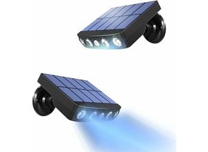 9334712897070 - Solar-Licht im Freien [2 Stück] Solar-Licht-Bewegungsmelder im Freien 360° Solar-Strahler im Freien [1200mAh] wasserdichter Solar-Licht-Garten im