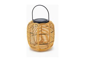 9334712897407 - Qiedie - Balkon- oder Gartenlaterne Sonnenschatz beige Außenbeleuchtung Kunststoff Rattan solarbetriebene Rattan