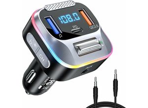 9334712899449 - Auto-Bluetooth-FM-Transmitter Bluetooth 50-Zigarettenanzünder PD+QC30-Autoladegerät Aux-Empfänger großes Mikrofon und tiefe Bass-HiFi-Anlage