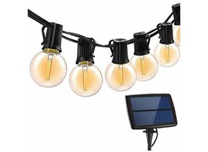 9334712901180 - Qiedie - Solarbetriebene Lichterkette wasserdicht 5 m 10 LEDs G40 4 Modi E12 Vintage-Lichterkette für Terrasse Garten Bistro