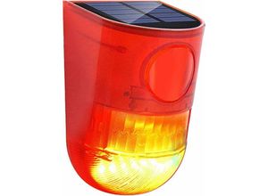 9334712903504 - Wasserdichter 6-LED-Bewegungssensor Alarmton Solarwarnlicht blinkendes Blitzlicht 110 dB Sirene Sicherheitsalarmsystem für den Außenbereich