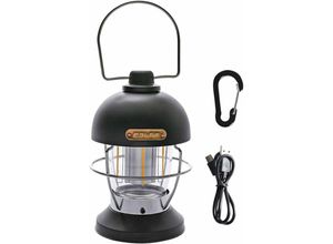 9334712904549 - Qiedie - Klassische Vintage wiederaufladbare LED-Campingleuchte für Reisen Outdoor Käfig Wandern Zelt dimmbare Lampe (schwarz)