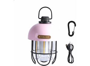 9334712904587 - Qiedie - Klassische Vintage wiederaufladbare LED-Campingleuchte für Reisen Outdoor Käfig Wandern Zelt dimmbare Lampe (Rosa)