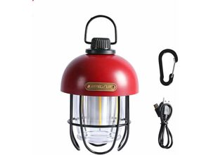 9334712904600 - Qiedie - Klassische Vintage wiederaufladbare LED-Campingleuchte für Reisen Outdoor Käfig Wandern Zelt dimmbare Lampe (rot)