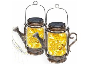 9334712904792 - Qiedie - 2er-Pack hängende Solar-Einmachglas-Lichter mit LED-Lichterkette für Terrasse Hof Gang Party-Dekoration