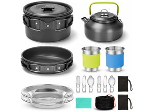 9334712905539 - Juego De Utensilios De Cocina Para Acampar De 12 Piezas Miniestufa Olla Ligera 2 Tazas Viaje Camping Montañismo Picnic Taza De Agua De TitanioBlack