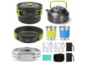 9334712905553 - Juego De Utensilios De Cocina Para Acampar De 12 Piezas Miniestufa Olla Ligera 2 Tazas Viaje Camping Montañismo Picnic Taza De Agua De TitanioGreen