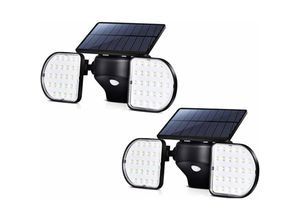 9334712905669 - Qiedie - 2er-Pack 56 LED-Solar-Flutlichter wasserdicht IP65 360 Grad verstellbar für Haustür Hof Garten Garage Terrasse