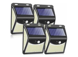 9334712906147 - Qiedie - 4er-Pack Solar-LED-Außenleuchten mit Bewegungssensor IP65 wasserdicht für Hintertür Hof Garage Terrasse