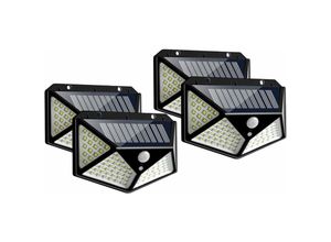 9334712906208 - Set mit 4 Solarleuchten für den Außenbereich – 100 LEDs   3 Modi – Bewegungsmelder – IP65 wasserdicht – solarbetrieben – für Gartenzaun Terrasse