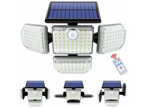 9334712906307 - Qiedie - 182 LED-Solar-Wandleuchte für den Außenbereich mit Bewegungsmelder und Sicherheitsköpfen IP65 wasserdicht für Gartendekoration