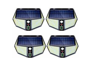 9334712906314 - 4er-Pack 410-LED-Solarleuchten für den Außenbereich mit Bewegungssensor und 3000-mAh-Lithiumbatterie wasserdicht