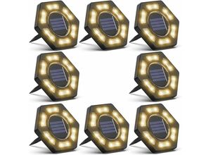 9334712906666 - Wasserdichte Boden-Gartenleuchten für den Außenbereich für Terrasse Rasen Hof 12 runde LED-Kugel-Induktions-Untergrundleuchten IP65 [8er-Pack]