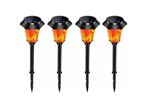 9334712906765 - Qiedie - 4er-Pack LED-Solarleuchten für den Außenbereich flackernde Flammen wasserdichte Gartenleuchten dynamische Solarflammen Erdungsstecker