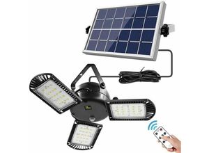 9334712906789 - 60 led Solarleuchte 3 verstellbare Lampenköpfe mit Fernbedienung 2 4 6 Timer Wasserdicht IP65