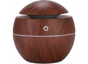 9334712908080 - Qiedie - 130 ml USB-Aroma-Diffusor kühler Nebel Luftbefeuchter 7 Farben wechselnde Nacht (tiefe Holzmaserung)