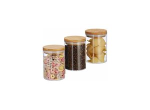 9336579014454 - Vorratsdosen Glas 3er Set für Pasta Reis Müsli Kaffeebohnen Volumen 600 ml HxD 14x95 cm Bambus natur