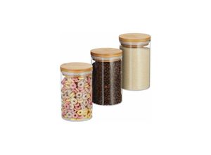 9336579014461 - Eting - Vorratsdosen Glas 3er Set für Pasta Reis Müsli Kaffeebohnen Volumen 800 ml HxD 16x95 cm Bambus natur