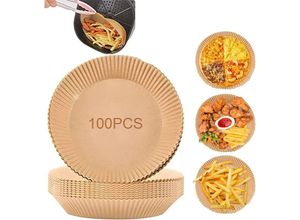 9344510860473 - Backpapier Air fryer Rund 100 Stück Antihaft-Einweg-Luftfritteusen Pergamentpapier für Heißluftfritteuse Bratpfanne Ofen Bratpfanne Backpapier für
