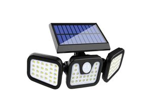 9351729819611 - 1 Stück Solarlampen für außen mit Bewegungsmelder 74 LED Solarleuchte 3 einstellbaren Köpfen 3-Modus Solarstrahler IP65 Wasserdichte Solarlampen