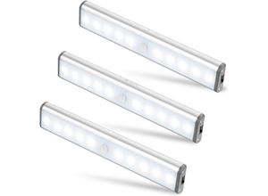 9351729833044 - 3er-Set 10 LED-Lampen kabellos wiederaufladbar über usb magnetisiert Bewegungssensor 2 Beleuchtungsmodi tragbar Schranklicht tragbares