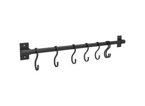 9351729837813 - Wandmontierter Utensilienständer 50 cm Küchenutensilienständer mit 7 beweglichen Haken Küchenhakenleiste ohne Bohren geeignet für Küche Bad und