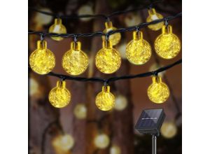 9351729857149 - LYCXAMES Solar Lichterkette Aussen 12M 100LED 8 Modi für Innen und Aussen Kettenlicht Kristall Kugeln IP65 Lichterkette Garten wasserdicht