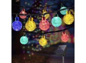 9351729857156 - LYCXAMES Solar Lichterkette Aussen Solar Kettenlicht Kristall Kugeln 20LED 5M 16FT IP65 8 Modi Lichterkette für Außer Innen Wasserdicht Garten