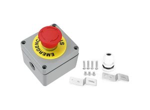 9351729925565 - Lycxames - Rotes Schild Not-Aus-Drucktastenschalter Versiegelter Momentan-Drucktastenstations-Stoppschalterkasten Aluminium Ip66 i(80 75 60)