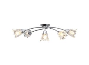 9351729930408 - Minkurow - Deckenlampe mit transparenten Glasschirmen für 5 E14-Glühbirnen Tulpe